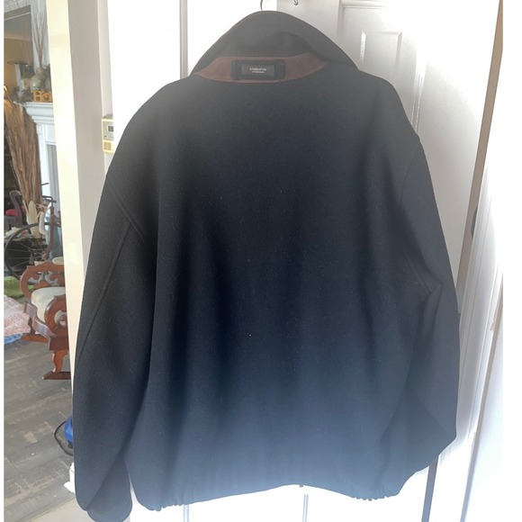 Claiborne Outerwear Black Wool  Timeless Heritage Jacket Suede Collar Men's L - Picture 5 of 11